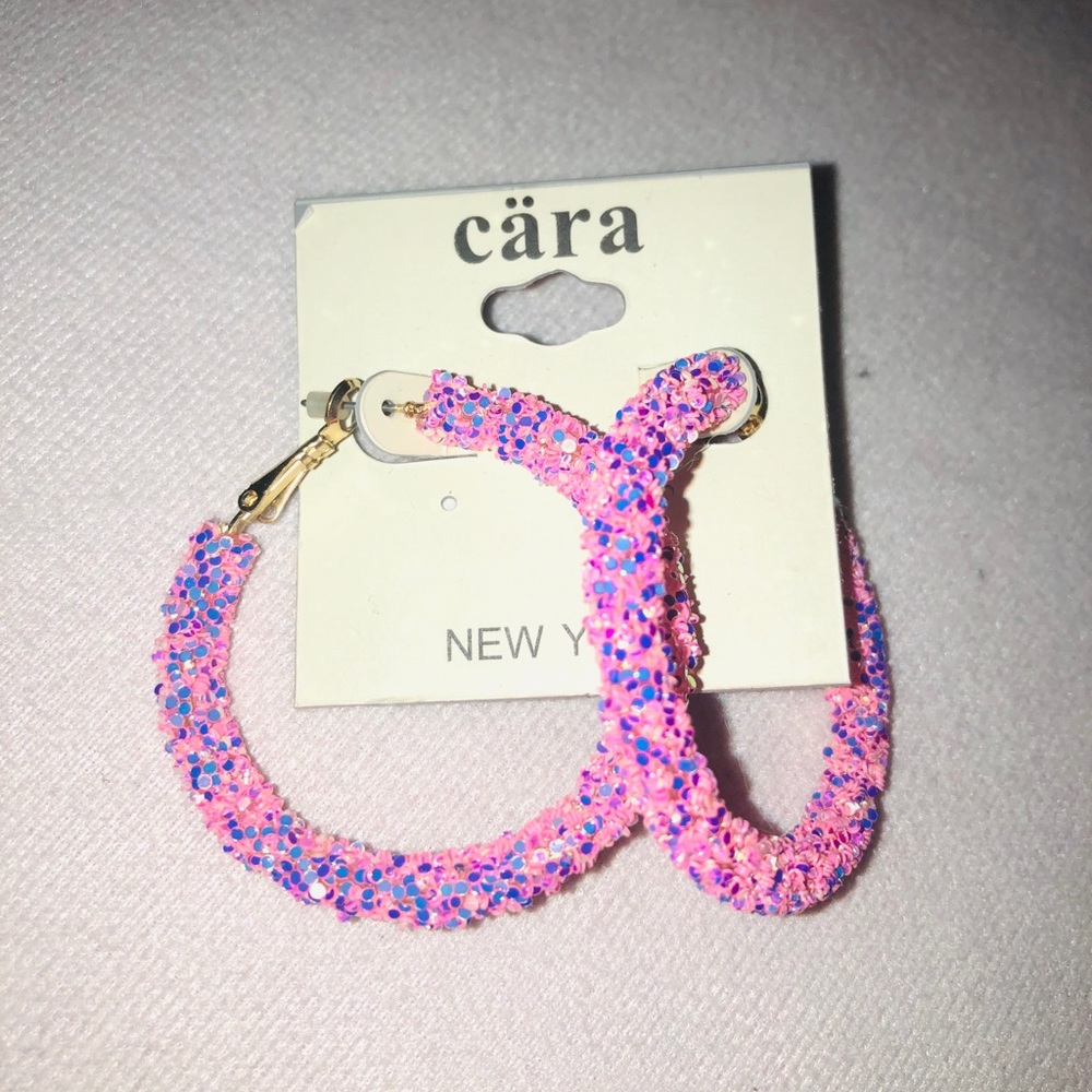 Pink Sparkle Hoops